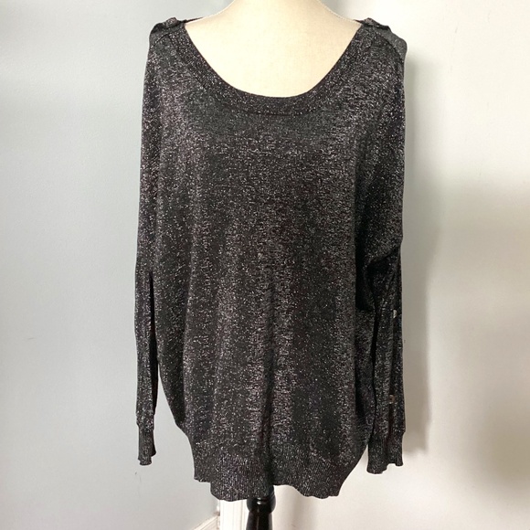 MICHAEL MICHAEL KORS WOMAN 3X LUREX BLACK PULLOVER SWEATER - Picture 1 of 8